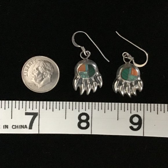 Sterling Silver Vintage Drop Navajo Earrings - Picture 4 of 9